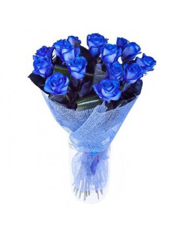 Букет из 15 синих роз.